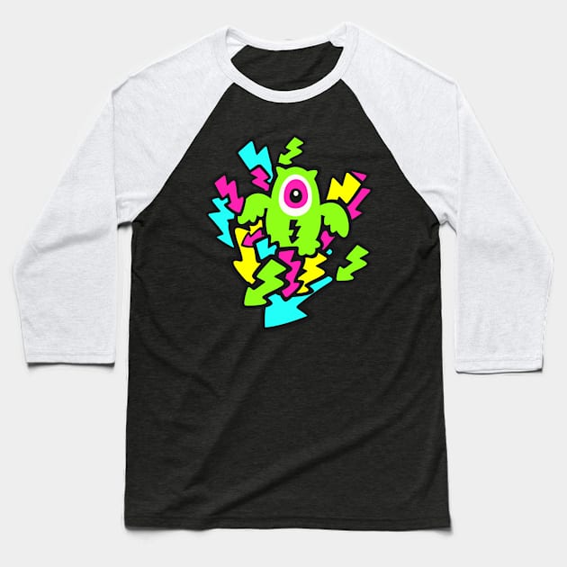 Neon Alien Mutant Owl Baseball T-Shirt by XOOXOO